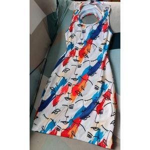 Multicolor graphic cut dress